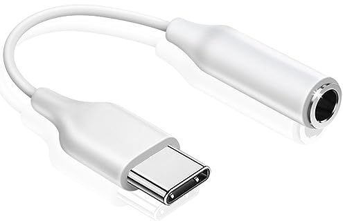 Mepsies Adaptador USB C a Jack 3.5 mm, Adaptador Auriculares USB Tipo C a Audio Aux Compatible con Samsung Galaxy S22 S21 S20 Note 20 A73 A53 A33, Huawei, Google Pixel y Más, Blanco