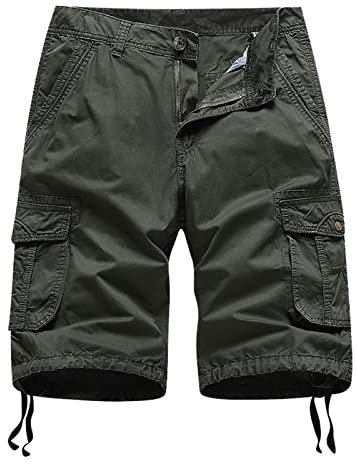 Ciao Hose Herren Männliche lässige Shorts mit mittlerer Taille, solide Splice-Tasche, Kordelzug, knielange Shorts wasserdichte Hosen (AG, 32)