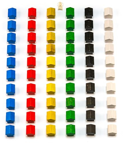 Waldfelsen® Holzsteine: 60 Häuser aus Buchenholz in sechs Zubehör für Brettspiele