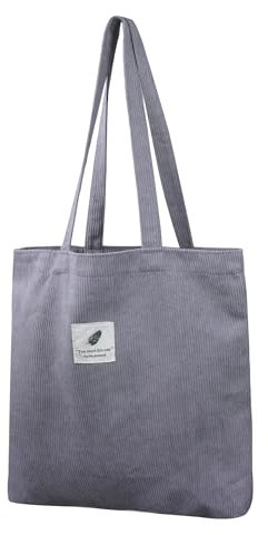 Cord Tasche Damen Umhängetasche Tote Bag Kord Damen Shopper Handtasche Schultertaschen Arbeit Büro Reisen Einkauf Schule Alltag grau