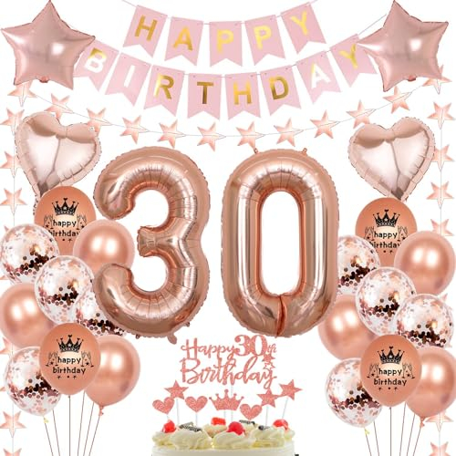 Rosegold Luftballon 30 Geburtstag Frau, 30 Jahr Geburtstag Frau, Ballon 30. Rosegold, Geburtstagsdeko 30 Jahr, Frauen Deko 30.Roségold 30. Party Ballons