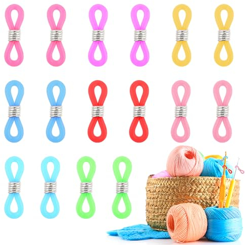 Ouligay 16 Stück Stricknadeln Punktschutz Nadelspitzen Stopper zum Stricken, Buntes Stricken Stricknadelstopper Stricknadel Punkt Protektoren Maschenstopper für Stricknadeln