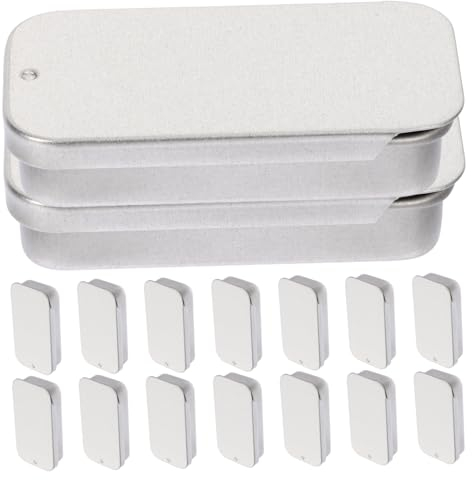 VILLCASE 16 Stück Kleine Metalldosen mit Schiebedeckel, 50x25x10mm Silberne Blechdose, Rechteckige Metalldosenbehälter, Metall-Blechbehälter für SüßIgkeiten, Kosmetik, Schmuck