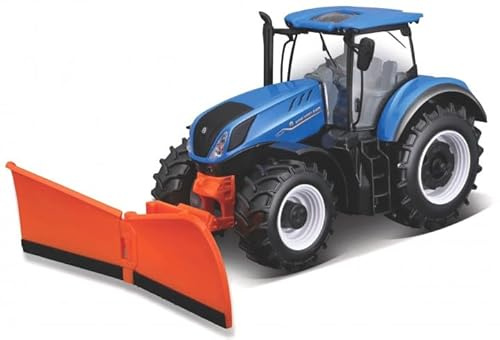 BG44081 1:32 New Holland T7.315 Tractor + Snow Plough Model Replica