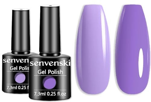 Senvenski Taro Viola Smalto Semipermanente Kit, Nudo Luce Viola Mauve Lavanda Lilla kit Semipermanente Unghie Gift Set UV LED Art Varnish Kit (CS2-021)