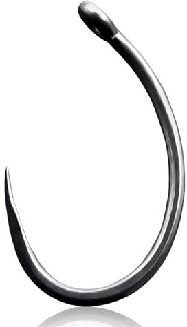 9KM DWLIFE Fishing Hooks 50pcs,Barbless Carp Fishing Hook Curved Shank/Wide Gape for Fishing Rigs Tackle Set up Size 8