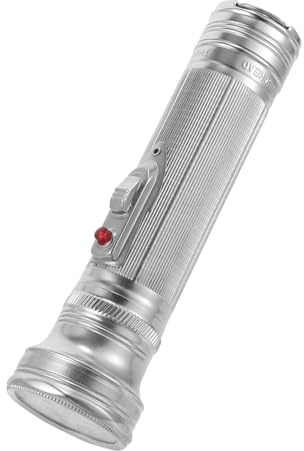 Kleine Altmodische Stabtaschenlampe aus Metall, Tragbare Outdoor Lampe | Aluminium, Silber, Retro Design im Vintage Look, für Camping und Outdoor, Leicht zu Nutzen