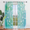 Surwin 3D Mandala Gardinen mit Ösen, 2er Set Drucken Vorhänge, Modern Transparent Vorhänge Wohnzimmer Polyester Gardinen Küche Fenster Wohnzimmer Schlafzimmer (140x160cm,Türkis)