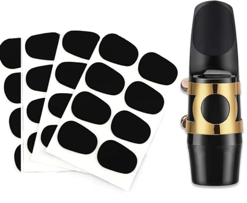 32 Bissgummis pro Packung, Klarinette, Saxophon Mundstückaufkleber, Mundstückpolster, Bissgummis, Tenorsaxophon, Altsaxophon, Mundstückschutz, Bissplatten, Klarinette, 0,8 mm