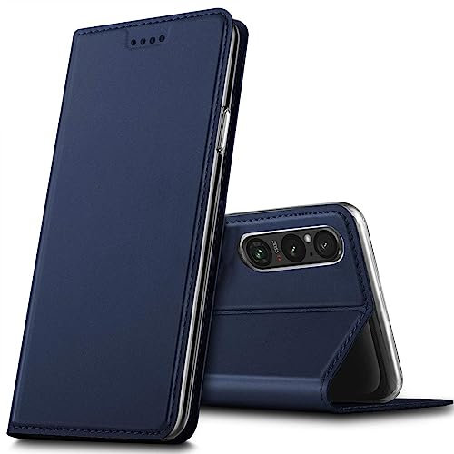 Verco Handyhülle für Sony Xperia 1 VI (2024), Premium Handy Flip Cover für Sony Xperia 1 VI Hülle [integr. Magnet] Book Case PU Leder Tasche, Blau