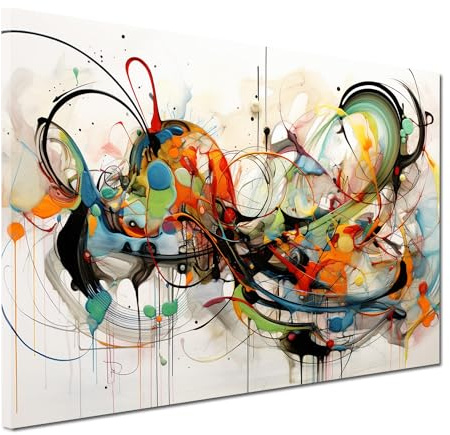 Abstract Lines bunt abstrakte Kunst Wandbild Leinwandbild Kunstdruck Wanddeko Größe 120x80x2cm