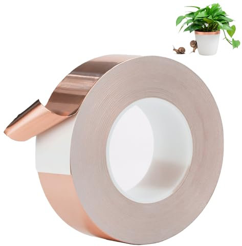 Meifiyu Kupferband Gegen Schnecken Hochbeet Schneckenschutz für Hochbeete Kupferband für Schnecken Schutz Pflanzen Copper Schneckenband Selbstklebendes Metall Tape,für Abwehr Snails 20m*15mm