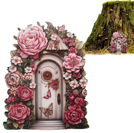 Generisch Feengartentür, Wichteltür | Hölzerne Elfentür, Gartenskulptur, Elfen-Feengarten-Kunsttüren, Gartenornamente, Miniatur-Feen-Wohndekoration -Für Bäume Im Freien