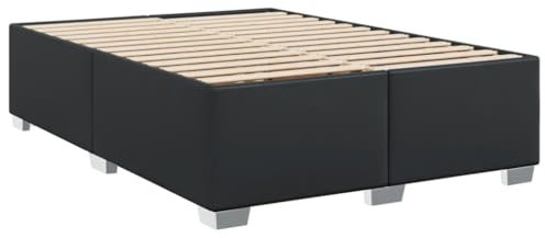 vidaXL Bettgestell, Bettrahmen mit Lattenrost, Polsterbett Bett für Schlafzimmer, Doppelbett Schlafzimmerbett, Schwarz 140x200cm Kunstleder