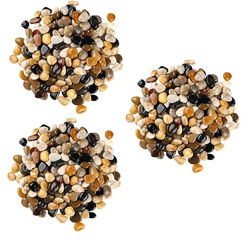COLLBATH 3packs Landscaping Stones Pebbles for Plant Pots Gravel for Garden Soft Round Edges Non-toxic