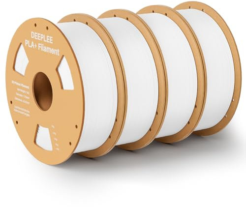 DEEPLEE PLA+ Filament 1.75mm, PLA Plus 3D Drucker Filament, Maßgenauigkeit +/- 0,02 mm, Filament 3D-Druckmaterialien, Weiß 4kg (1kg/Spool)