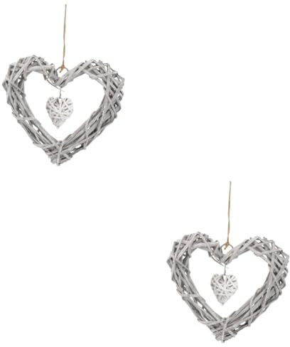 Ciieeo 2 Pcs Pendentif En Dentelle Coeur Décoration De Mariage Cadre Photo Mural Cadre Photo Décoratif Couronne De Brindilles En Osier Brindilles Couronne De Porte Couronne De Mariage