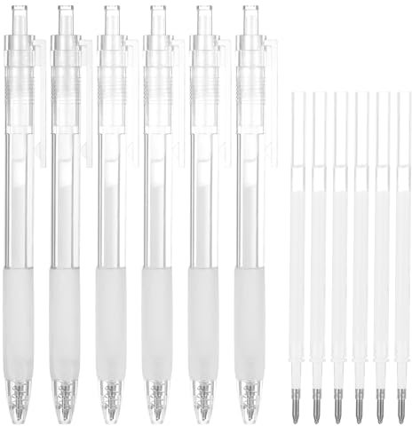 JIEYAO Lot de 6 stylos à colle à pointe fine avec 6 recharges, stylos à colle à séchage rapide pour scrapbooking, fabrication de cartes, calligraphie, travaux manuels (blanc)