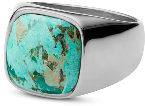 Lucleon by Trendhim Ring Herren | Len Siegelring aus Edelstahl mit Chrysokoll Gravel Design | Dänisches Design | Ausdrucksstarker Männerschmuck für Alltag & Anlass