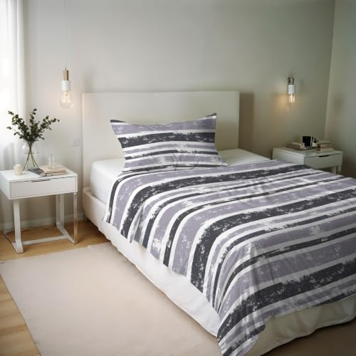 Italian Bed Linen River Cotton Single Duvet Cover Set, Made in Italy – Duvet Cover Set – Duvet Cover 150 x 200 cm with Double Flap and Pillow Cases (Single, Oka)