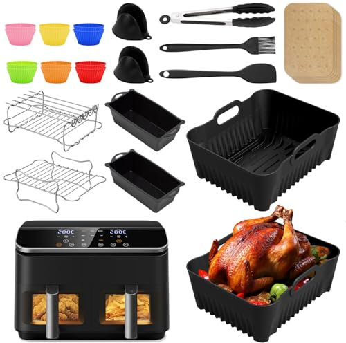 Cosori Heißluftfritteuse Zubehör für Heißluftfritteuse Cosori 8,5 L, Airfryer Zubehör für Cosori Heißluftfritteuse CAF-R901-AEU, Silikonform Air Fryer Accessories für Cosori Dual Zone