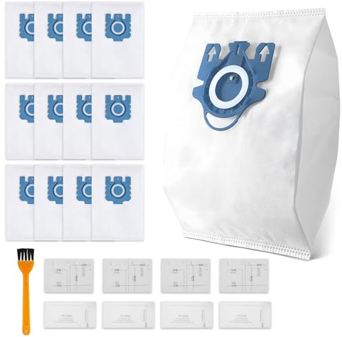 Confezione da 12 sacchetti per aspirapolvere 3D compatibili con Miele Hoover GN Airclean, sacchetti di ricambio per Miele Complete C2 Complete C3 Classic C1, S8, S5, S2, S600, S5000, S8000, con 4