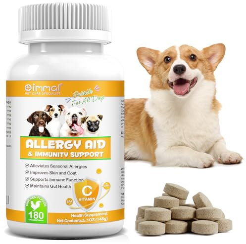 Allergie Tabletten für Hunde, 180Pcs Alergia Ayuda para Perros, gegen Allergien & Juckreiz und zur Stärkung des Immunsystems, lindert saisonale Allergien