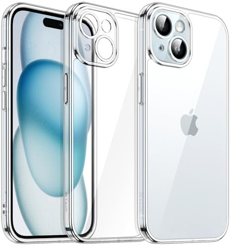 JETech Case for iPhone 15 6.1-Inch, Non-Yellowing Shockproof Phone Bumper Cover, Camera Lens Full Protection, Anti-Scratch Clear Back (Clear)