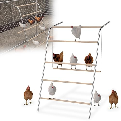HENGMEI Soporte para gallinas, gran percha para pollos, pollos y gallinas, torre de escalada, escalera para correr, barra de pollo, columpio para aves de corral, juguete para aves de corral, soporte