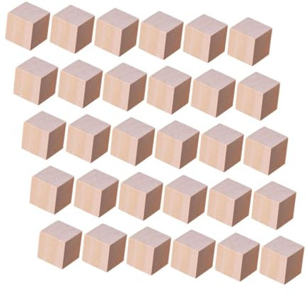 Gadpiparty 50 Stück Holzwürfel Unfertige Blöcke Babyparty Bastelarbeiten Unfertige Rohlinge Aus Holz Quadratisch Holzhaus Montageblöcke Unfertige Sublimations Ohrring Rohlinge Holz