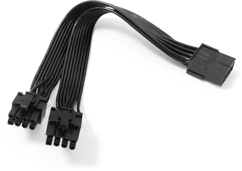 Zahara 18AWG PCIe 8Pin auf Dual 8Pin (6+2) Pin GPU Power Splitter Kabel – für Grafikkarte (Nicht CPU), Paralleldraht, verzinntes Kupfer, komplett schwarz