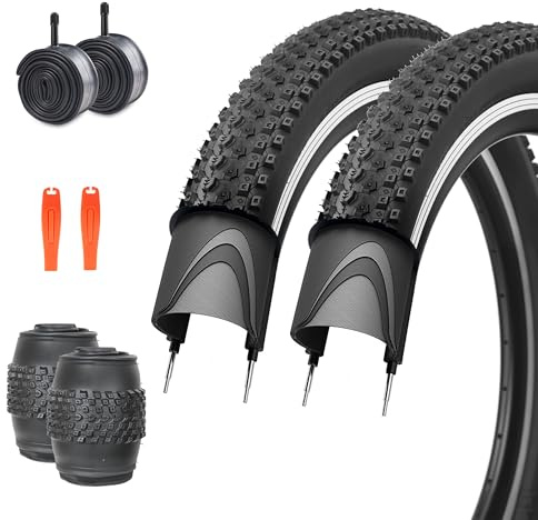 ZUKKA 2er-Pack 30TPI Fahrradreifen 26x2.125 Zoll 57-559 Faltbare Reifen Fahrradmantel und 2-Pack 26 Zoll Schlauch 26x1.75/2.125 für Mountainbike Cityräder Rennräder MTB Hybrid Fahrrad,Schwarz