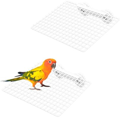 Diakey 2 Pack Bird Perch Platform, Smooth Metal Grid Shelf Stand for Cage, Flat Bird Cage Accessories for Parrot Cockatiel Macaw Budgie Parakeet Hamster Toy, Medium 20x15cm