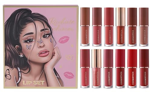 Protoence Coffret De Rouges À Lèvres Mat Velours,12 Pièces Kit De Maquillage Labial Résistant Aux Transferts,Set De Maquillage Labial Mat Et Brillant - Pour Voyage Déplacement Professionnel Scène
