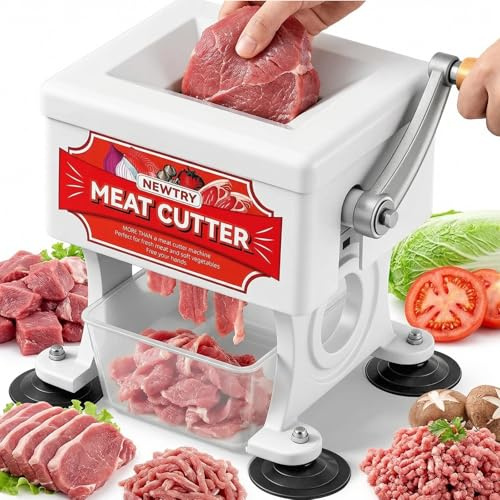 NEWTRY Manual Meat Slicer 2.5mm Slice Dice Gastro Kitchen | Stainless Steel, Durable, Easy to Clean, Removable Blade, for Restaurants, High Efficiency, Robust Construction