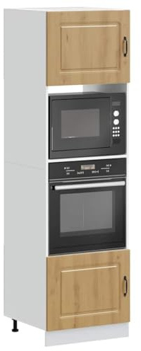 Owoxanthellate Kalmar Armoire à cuisinière, chêne artisanal, 60 x 57 x 207 cm, en matériau dérivé du bois, peu encombrante avec pieds réglables, kitchenette sans appareils électriques pour cuisine