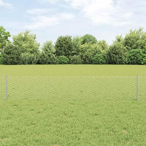 Sichtschutz Zaun Sichtschutzzaun,Zaun mit Pfosten Silber 0.4 x 50 m Stahl