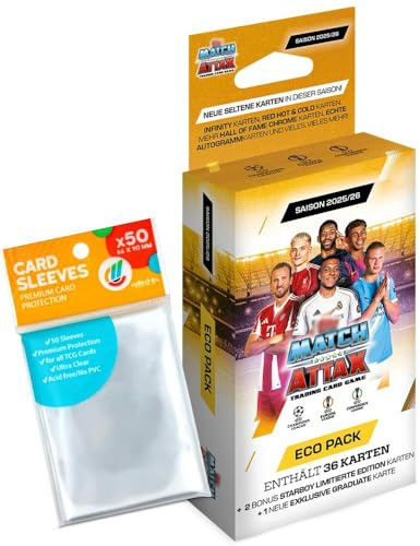 Bundle mit Topps Match Attax Champions League 2025/26 Trading Cards + Exklusive Collect-it Hüllen (1 Blister)