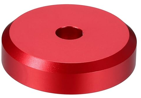 sourcing map 45 Record Adapter, 1.5'' Aluminum Matte Vinyl Record Adapter Turntable Disc Weight Stabilizer Universal Disc Stabilizer for 45 RPM Vinyl Discs, Red