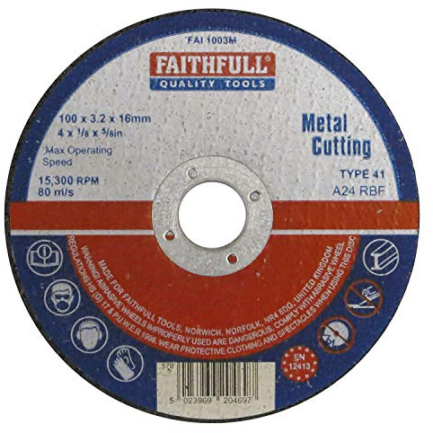 Faithfull FAI1003M Metal Cutting Disc 100mm x 3.2 x 16