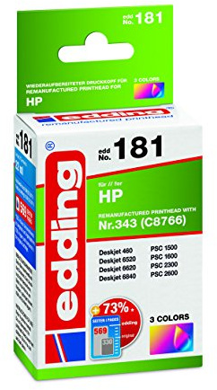edding Druckerpatrone EDD-181 - Einzelpatrone - 3-Farbig - 22 ml - Reichweite 605 Seiten - Ersetzt HP 343 (C8766EE)