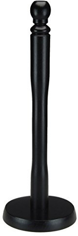 1 Piece of Black Wooden Beechwood Kitchen Towel Roll Holder Stand