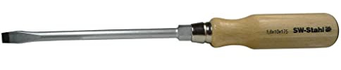 SW-Stahl 30605L Schlitz-Schraubendreher 12 x 200 mm - Schraubenzieher | Werkstatt-Qualität aus Chrom-Vanadium Stahl, ergonomischer 2-Komponenten-Handgriff mit Aufhängeloch zur Drehmomentverstärkung