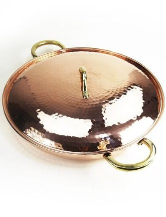 Copper Garden XL Kupferpfanne ø36 cm mit Griffen + Deckel | Handverzinnt | Edle Pfanne aus EU Manufaktur | Beste Wärmeleitung | Für Gas, Grill, Feuer und Ofen