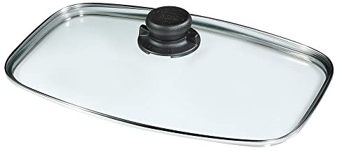 Original Gundel GLASDECKEL, rechteckig, 33 x 21 cm, backofenfest, mit Ventil für Guss-Bräter klein