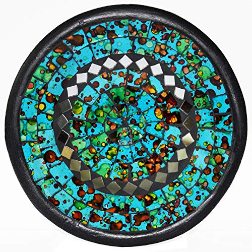 Simandra Mosaikschale Tonschale Glasschale Dekoschale Mosaik Kunsthandwerk Glassteine Deko rund Spiegel L Farbe Blau
