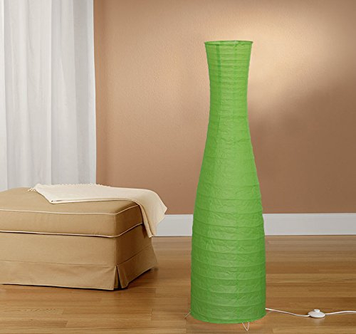 Trango 1231-027L Design LED Reispapier Stehlampe *SWEDEN* Reispapierlampe *HANDMADE* Stehleuchte mit grünem Lampenschirm inkl. 2x E14 LED Leuchtmittel - Höhe 125cm, Wohnraumlampe, Standlampe