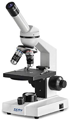 KERN Durchlichtmikroskop OBS 106 (Schulmikroskop, Tubus Binocular, Beleuchtung 0,5 W LED, 4-fach Objektivrevolver, Tubus 30°, mechanischer Kreuztisch) OBS 106