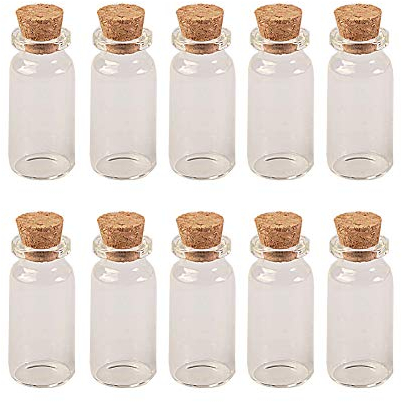 Jarvials 100pcs 10ml Mini Bouteille en Verre Transparent avec Bouchon en Liège Diamètre 22mm (10ml)