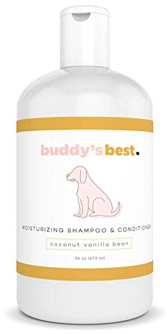 Buddy's Best Natürliches Hundeshampoo und Conditioner in einem - Hypoallergenes Haferflocken-Shampoo für Hunde mit empfindlicher Haut, Kokosnuss-Vanilleschote - 16 Unzen